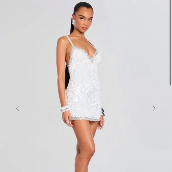 Retrofete REVOLVE Ivana Sparkling Mini Dress in White and Silver - Picture 10 of 12